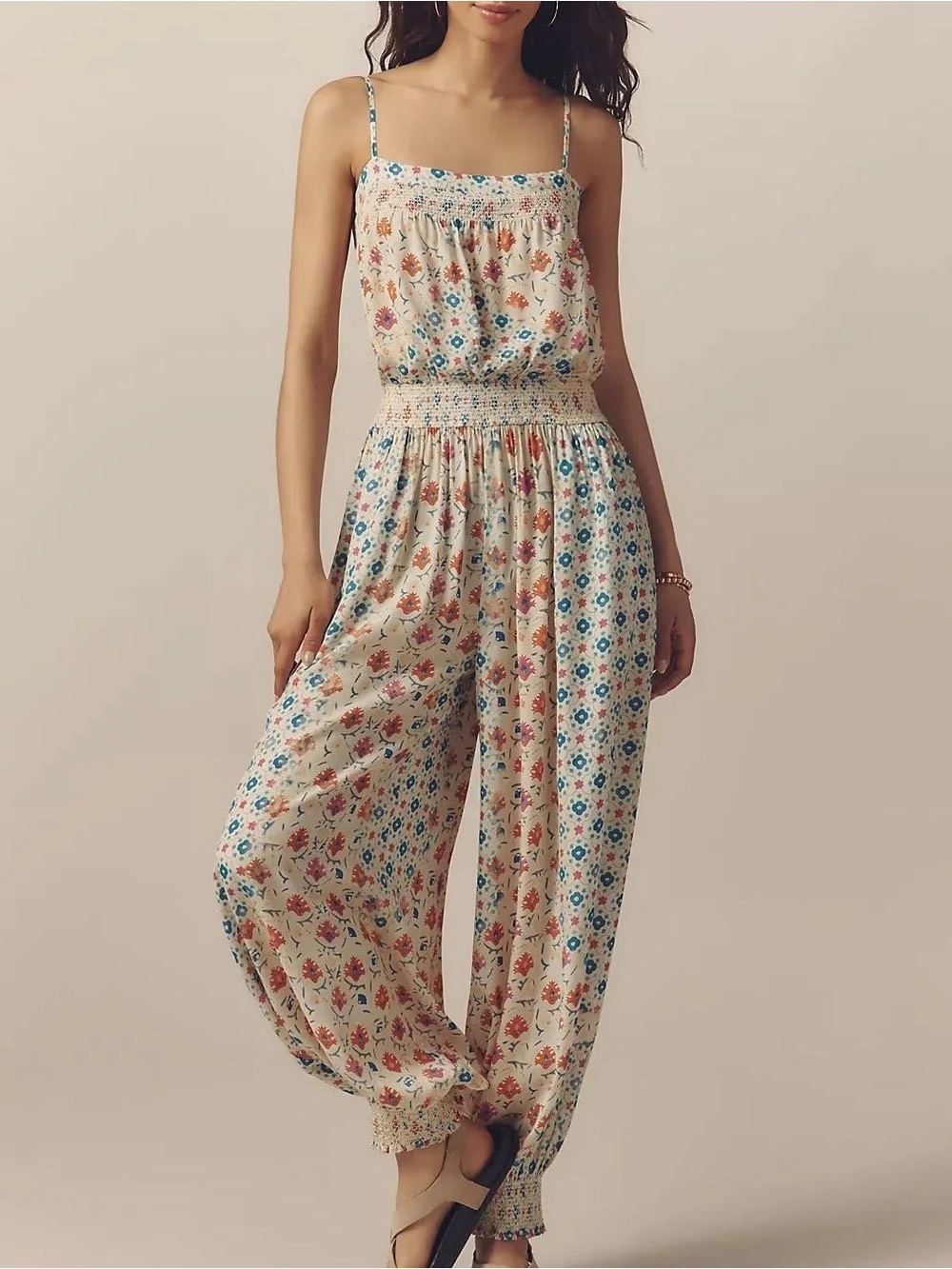 Anthropologie Plenty by Tracy Reese Sleeveless Blouson Smocked Jumpsuit